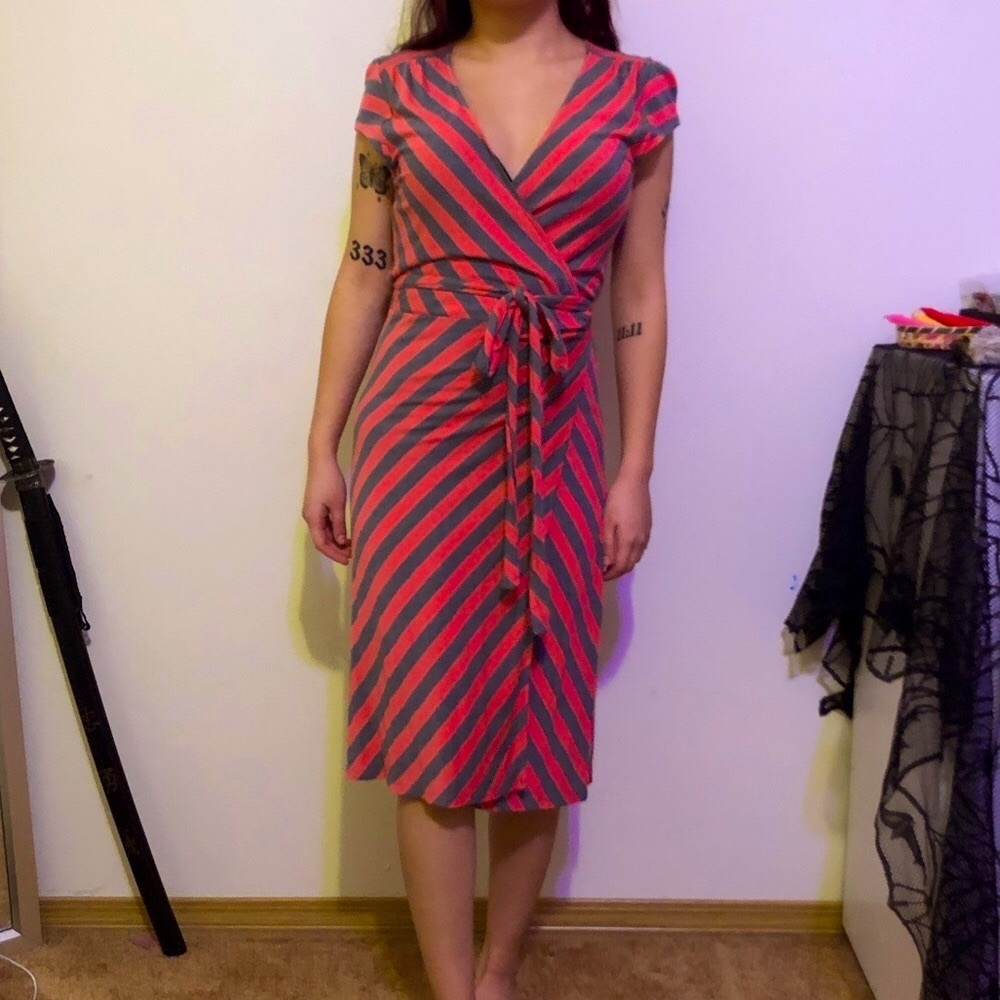 Old Navy Striped Wrap Midi Dress